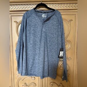 Russell Men’s Athletic Blue grey Long Sleeve Performance Tee nwt large